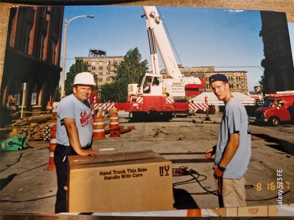Photo of Jeff and his dad from 1997 on a construction site